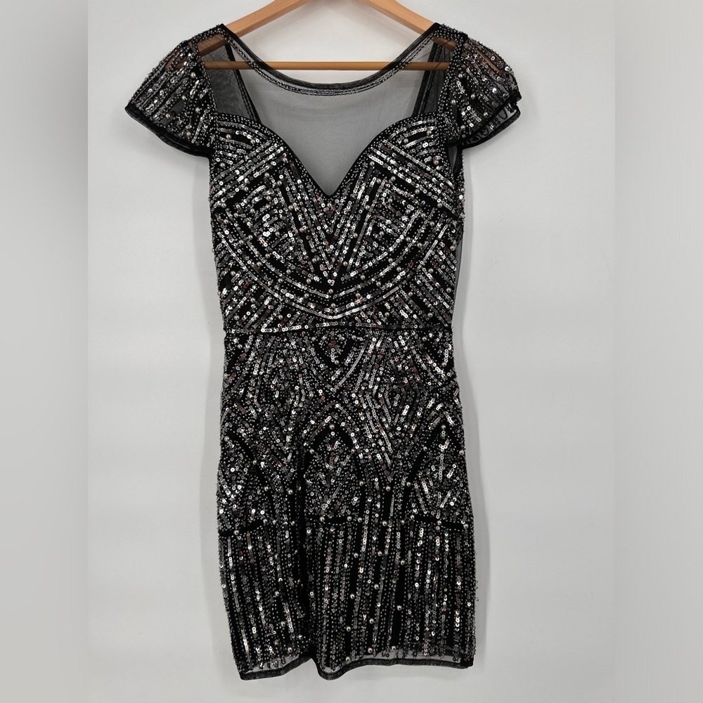 Nasty Gal sequin and mesh Cocktail Party Dress